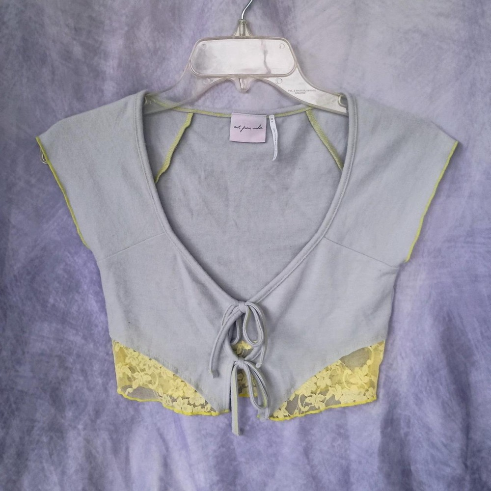 Out From Under Lace Trim Tie Front Crop Top Y2K